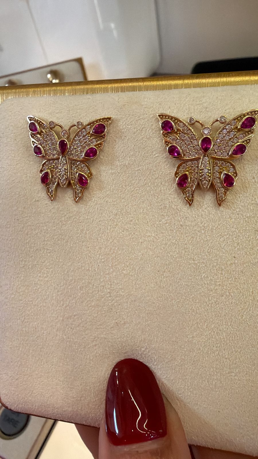ARETE MARIPOSA TURMALINA RED 14K 4.9G